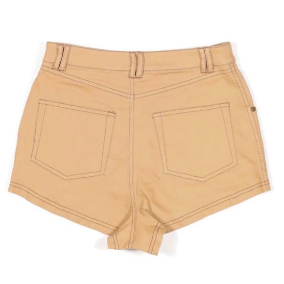 H:ours Midtown Mini Shorts in Khaki Sz S High Waisted Twill Stretch Revolve NWT - Picture 3 of 6